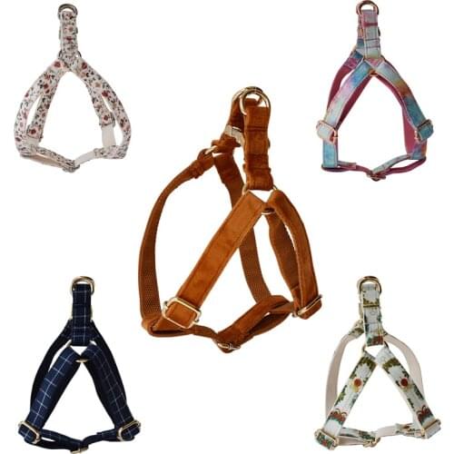 Dog Harness Custom Engraved With Leash Nylon Printed Pet ID Harness Adjustable Necklace for Small Medium Puppy Teddy Bulldog