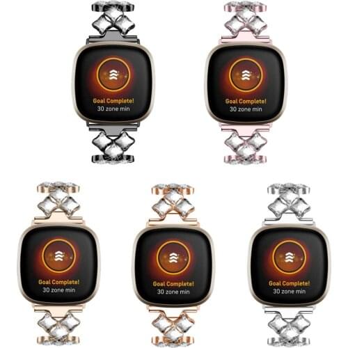 Replacement Stainless Steel Rainstone Strap Band Metal Bracelet Belt Watch Band for -Fitbit Sense Versa 3 Bracelet