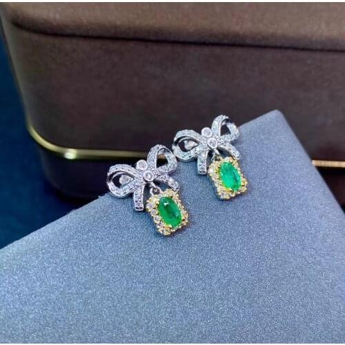 Natural and Real Emerald Earring 925 Sterling Silver Fashion Earring For Women Party Best Gift