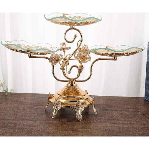 Style tempered glass fruit bowl Multi-layer fruit bowl High-end hotel cake bowl Rolling restaurant afternoon tea dessert plate