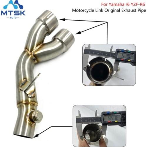 Motorcycle Exhaust Mid Pipe For Yamaha YZFR6 R6 2006-2013 2014 2015 2016 2017 2018 2019 Stainless Steel Link Pipe