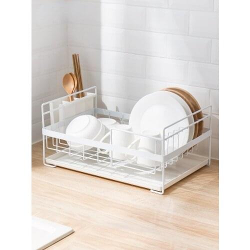 Japanese Iron Storage Rack White Dishes Chopsticks Drain Sink Tableware Storage Shelves Organizer Cuisine Kitchen Items DF50J