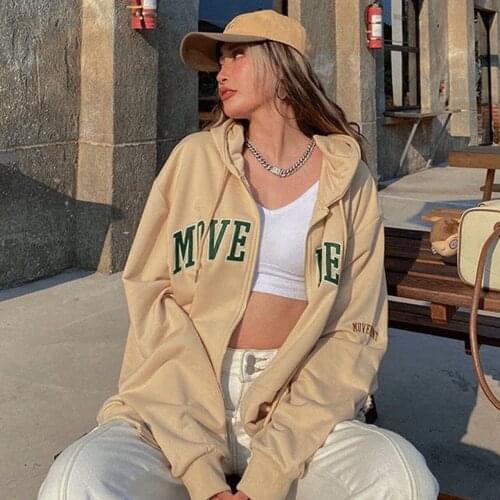 Y2k Harajuku Plus Size Sweatshirts Hoodies Autumn Oversized Hooded grunge Sweatshirt women Hip Hop Hoodie zip Womens jacket