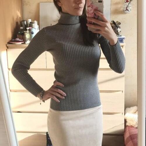 2020 Spring Autumn Winter women Knitted Turtleneck Sweater Casual Soft polo-neck Jumper Fashion Slim Femme Elasticity Pullovers