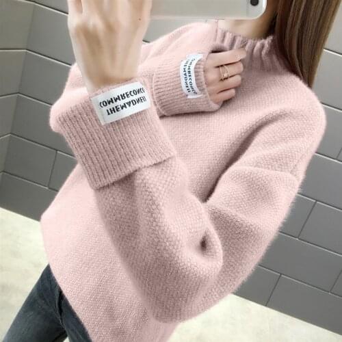 Winter Thick Warm Mink Cashmere Turtleneck Knitted Sweater Women Pullover Long Sleeve Jumper Ladies Solid Korean Female Knitwear