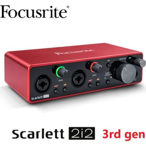 Upgraded New FOCUSRITE Scarlett 2i2 3rd generation professional recording sound card USB audio interface with mic preamp