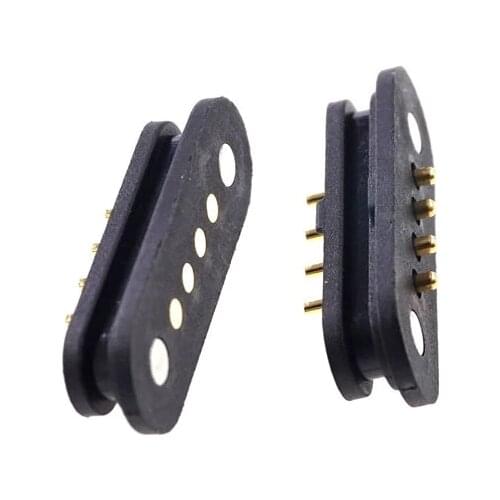 1 Pair Magnet Spring Loaded Pogo pin connector 4 pin Pitch 2.5 mm through holes PCB Mount male female 2A 36V DC Max.Power Charge