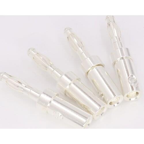 12PCS without logo audio High quality Pure Silver Plated Banana Plug Speaker Cable Wire Connector
