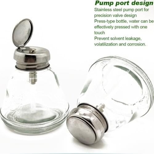 180ML Portable Empty Glass Alcohol Liquid Bottle Dispenser Pump Bottle for Glue Residue Remover PCB Cleaning Glass Alcohol Pump
