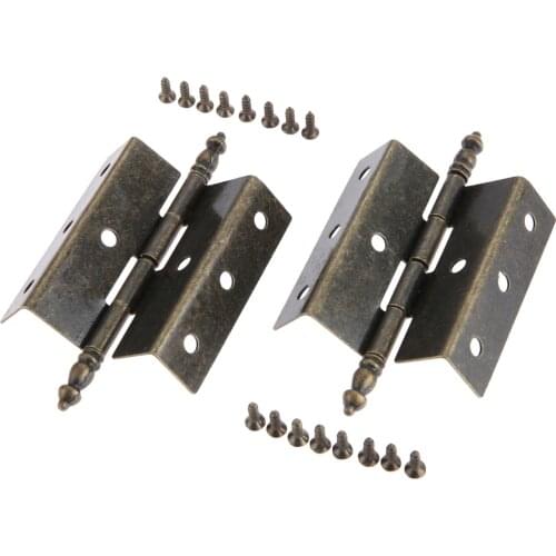 2Pcs Vintage Hinges Antique Bronze Cabinet Door Luggage Crown Hinge 8 Holes Furniture Decoration Hinge with 16 srews