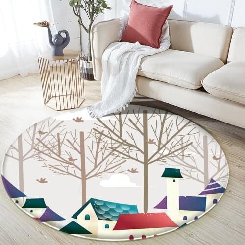 2021 Tapis Salon Non-Slip Round Carpet Bedroom Living Room Decor Carpet Fresh and Simple Style Pattern Flannel Carpet Alfombra