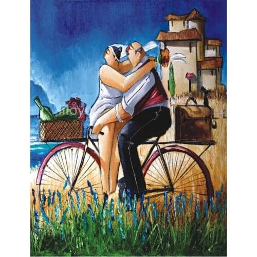 3D Diamond Embroidery Bicycle couple flowers picture of Rhinestone Mosaic 5D DIY Diamond Painting Full square/Round Decor FG1195