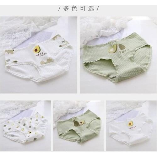 5pcs Young Girl cotton Briefs Avocado matcha green bow sweet girl Underpants 100%Cotton women Briefs mid-waist Kid girl Panties