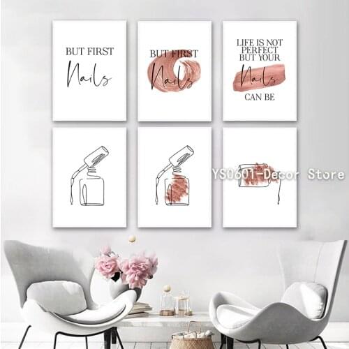Abstract Beauty Nail Line Nordic Wall Art Canvas Painting Posters And Prints Pictures Home Living Room Decor (No Frame)