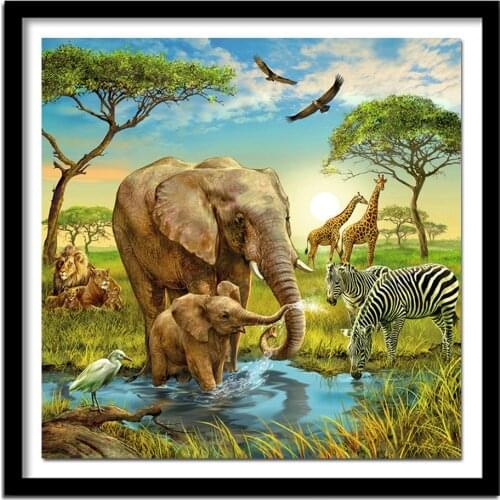 Diamond Cross Stitch Animals Wall Decor Full Round Diamond Painting Embroidery Handmade Craft Gift Needlework