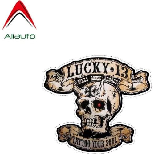 Aliauto Personality Car Sticker Creative Lucky 13 Skull Tattoo Soul PVC Waterproof Reflective Decoration Decal,10cm*9cm