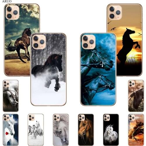 Phone Case for Apple iPhone 12 11 Pro Max X XR XS MAX 6 6s 7 8 Plus 5 5s SE Snow Running Horse Clear Silicone Soft cases Cover