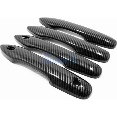 Carbon Fiber Color Door Handle Cover With Smart Hole Grab Garnish Panel Strips Sticker For Toyota Yaris 2020 2021 Accessories