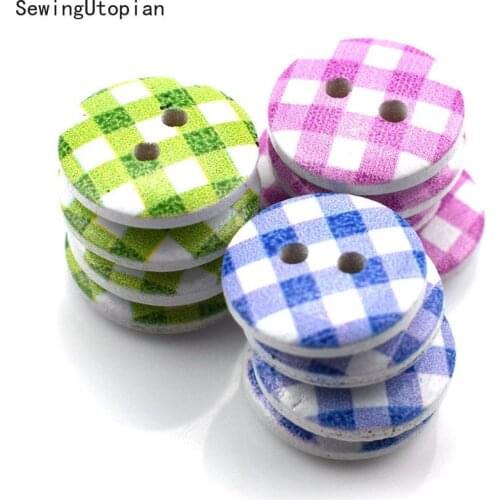 100PCS 15MM Round Colorful Flower Painting Wooden Buttons for DIY Craft Needlework Sewing Wooden Decoration