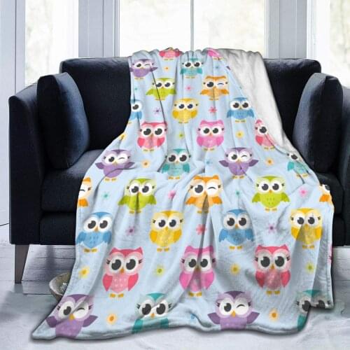 Owl Fleece Blanket Flannel Throw Lightweight Cozy Couch Bed Soft and Warm Plush Quilt 120x150cm for Teens