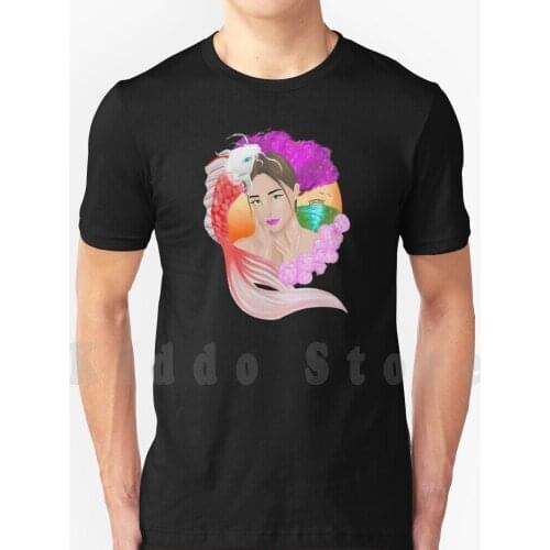 Koi Geisha T Shirt Print For Men Cotton New Cool Tee Koi Coy Geisha Sakura Cherry Blossom Bridge Japan