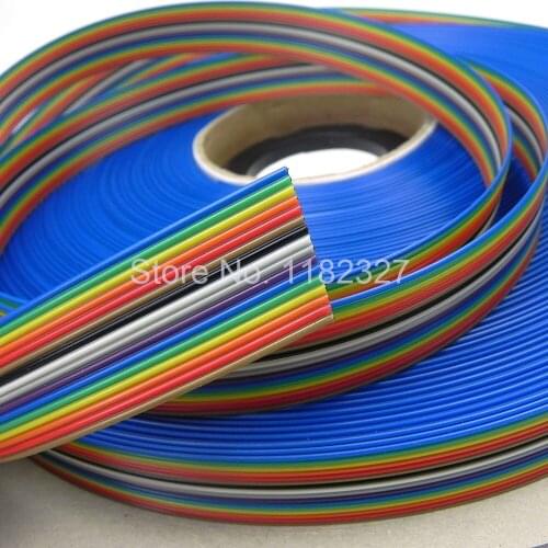 Ribbon cable 16 WAY Flat Color Rainbow Ribbon Cable wire 16Pin 1.27MM pitch for 2.54mm IDC Ribbon Extension Rainbow DuPont Wire