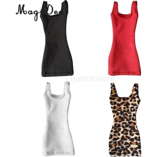MagiDeal Fashion Cotton 1/6 Package Hip Vest Dress for 12 Inch Female Action Figure Body Party Evening Clothes 4Colors