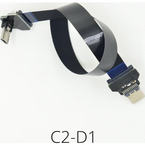 Micro USB Up & Down angle to USB 3.1 type-C male FFC FPV Flat Slim Thin flexible FPC Cable for Brushless Handheld Gimbal Servo