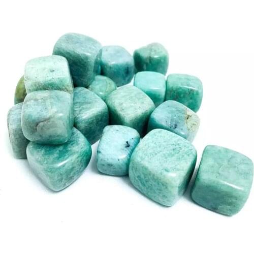 MOKAGY Natural Green Amazonite Quartz Tumbled Gemstone Cube Shape Crystals for Decoration 15mm-22mm