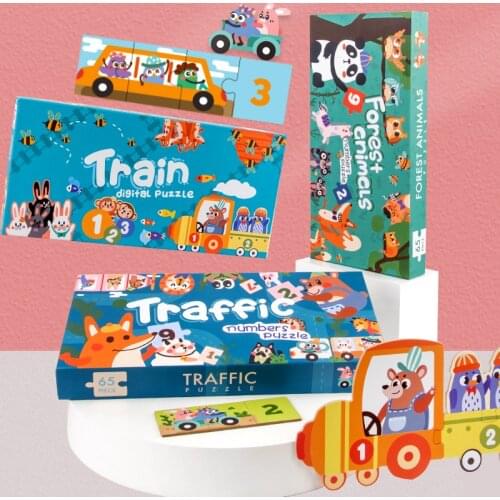 Number Cognitive Puzzle Animal Traffic Wooden Puzzle Intellectual Development Hand-eye Coordination Enlightenment Kids Toys
