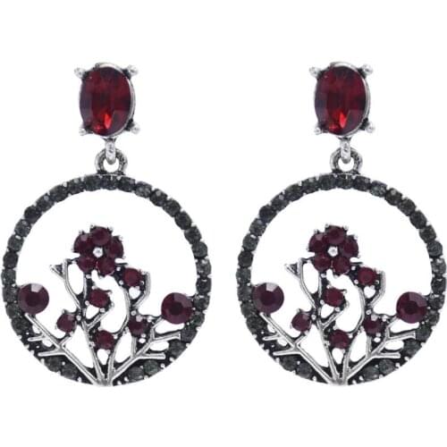 New Vintage Flower Rhinestone Drop Earrings for Women Bridal Crystal Statement Earring Jewelry Wedding Party Birthday Gift