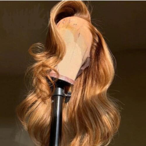 Body Wave 30# Light Brown Color 13*4 Lace Part Human Hair Wigs Brazilian Remy Hair Preplucked Bleached Knots Adjustable Strap