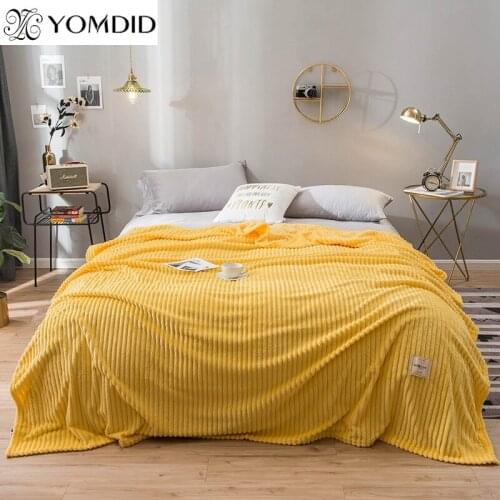 YOMDID Blankets for Beds Solid Color Soft Warm Flannel Blanket Sofa Throw Stripe Blanket Spring/Autumn Home Bedding Decoration