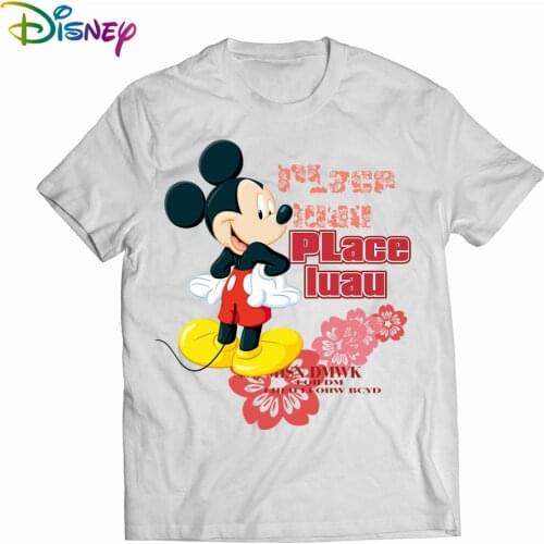 Disney Cute Mickey Mouse Cartoon Print O-Neck Pullover Short Sleeve White Chic T-Shirt Casual Fashion Women Loose Tee Tops