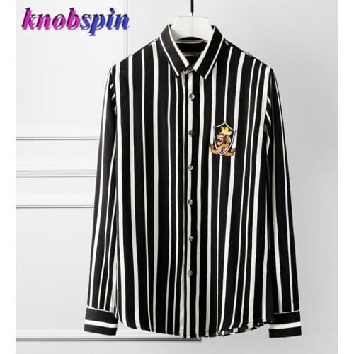 Classic Black White Striped Men Shirt 2019 Brand Long sleeve Streetwear Chemise homme Slim Casual shirts men camisa big size 4XL