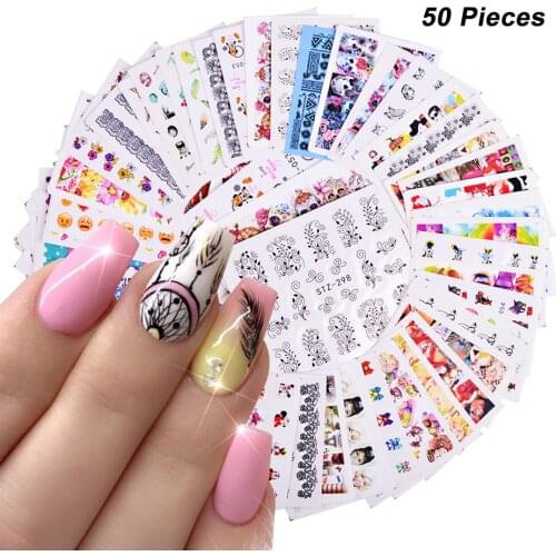 Mixed Design Gel Nail Sticker Set Flower Butterfly Water Transfer Decal Slider Dream Catcher Watermark Manicure Decoration GLM50