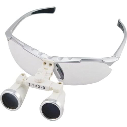 Dental Medical Surgery Binocular Magnifier 3.5 Times with 420mm Optical Glass Lens Portable Spectacle Magnifier
