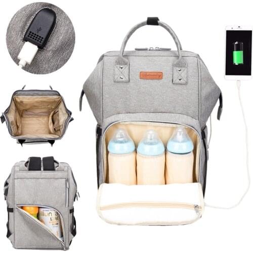 Diaper Bag Backpack USB Interface Nappy Bag Large Capacity Waterproof Mummy Maternity Bag for Stroller Baby Care Product