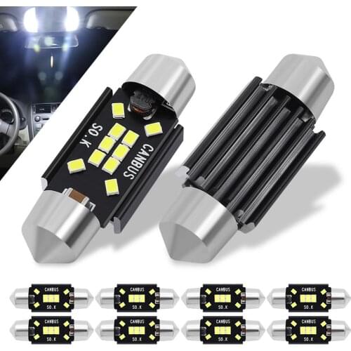 10pcs Festoon LED Bulb 31mm 36mm 39mm 41mm Canbus C5W C10W Car Dome Light Auto Interior Map Roof Reading Lamp DC 12V White