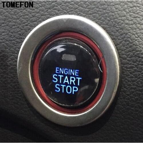 TOMEFON Car-Styling For Hyundai Solaris 2 interior Stainless Steel One Botton Start Ring Cover Mouldings Trim Accessory 2017