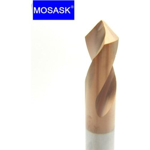 MOSASK HRC60 WGTCDDZ Coated Tungsten Carbide Steel Point Angle 90 Degree Spot Machining Hole Chamfering Tool Drill Bit