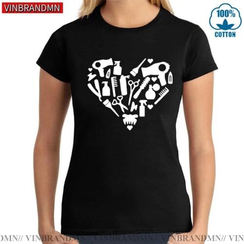 Funny Barber Weapon Scissors Heartbeat T Shirt Women Tee Shirt Hairdresser T-shirt Barber Hair Stylist Clothes 2021 Hot Sale Tee