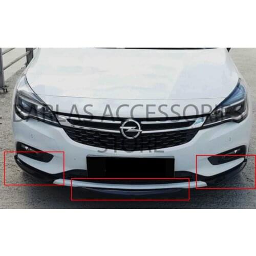 Opel Astra K Front Bumper Flap 2015 2016 2017 2018 2019 2020 2021 Gloss Black 3 Pcs