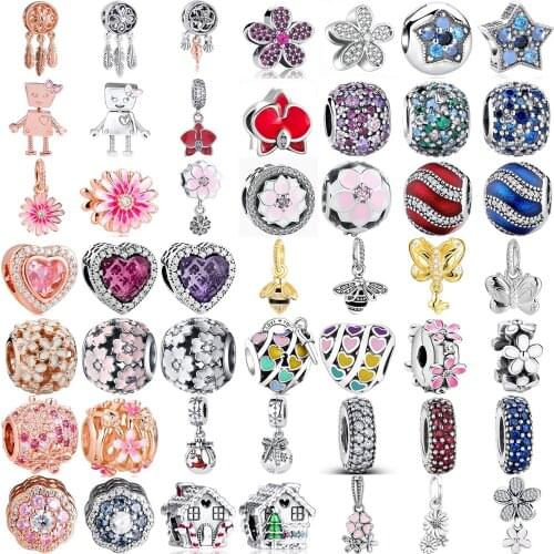 925 sterling silver Daisy Charm butterfly Pendant Bead Fit Original Bracelets Chain Bangle Jewelry for women Charms for bracelet