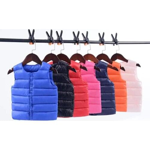 Winter Children Warm Vest For Boys Girls Solid Color Down Cotton Soft Waistcoat Kids Sleeveless Jacket Outwear Toddler Clothing