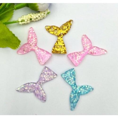 10pcs 26*30mm Mix Colors Shiny Resin Fish Tail Flatback Decoration Crafts Embellishments For Scrapbooking Diy Accessories