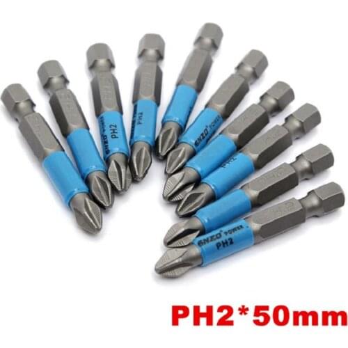 New 10pc 1/4 Hex Shank Phillips Driver Bit PH2 *50MM Anti Slip Electric Screwdriver Bits