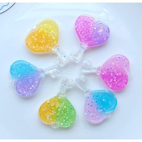 10Pcs New 24*33mm Mixed Mini Heart Key With Hole Flat Back Resin Scrapbooking DIY Jewelry Craft Decoration Accessorie Q02