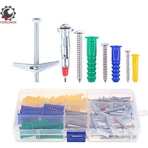 122Pcs Plastic Self Drilling Drywall Hollow-wall Anchor Molly Bolt Toggle Bolt with Screws Kit