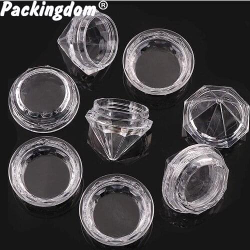 20pcs Plastic Jars Empty Cosmetic Containers Mini Diamond Shape Sample Packaging Clear Small Cream Jars Makeup Travel Tin Pot 5g